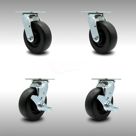 6 Inch Stainless Steel Polyolefin Swivel Caster Set With Ball Bearings 2 Brakes